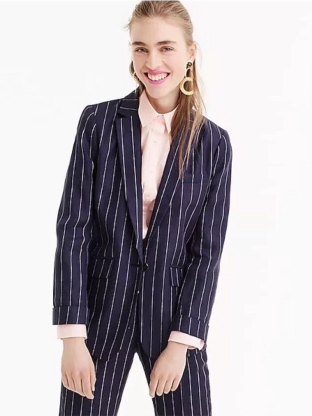 NWT J. Crew Boy Blazer Pinstriped Linen